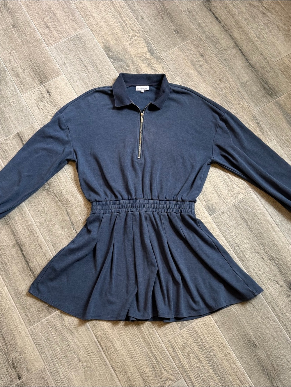 WeWoreWhat Revolve Quarter Zip Athletic Tennis Dress Navy Sz Medium Long Sleeve